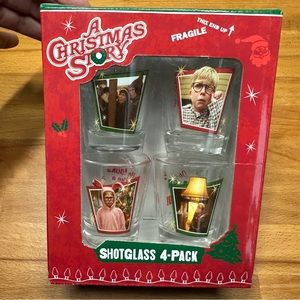 A Christmas Story set of 4 shot glasses. New in box.